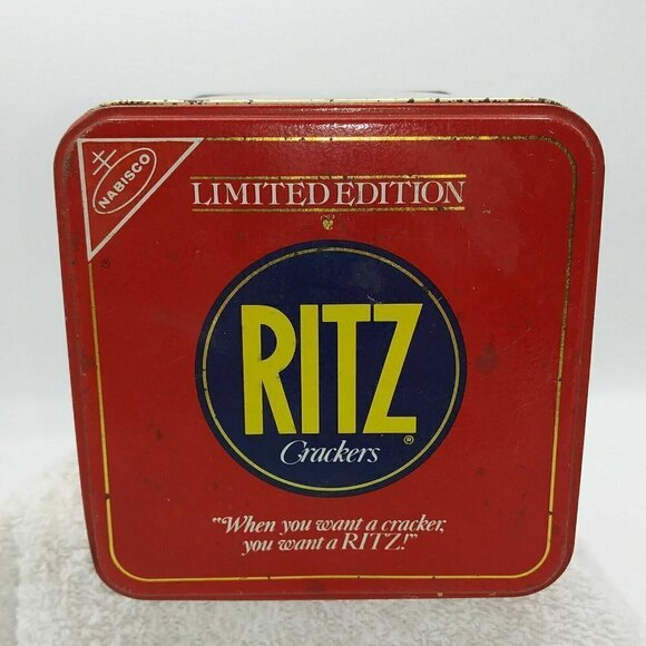 Vintage Nestle Tollhouse Cookies Tin with Ritz Crackers Cover Unique Collectible - Picture 6 of 7